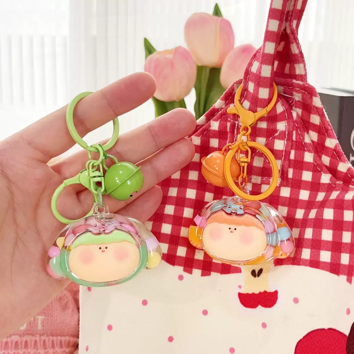 亚克力迷你狗头莉莉丝流沙钥匙扣可爱公仔爆闪公仔挂件礼物钥匙链详情图3