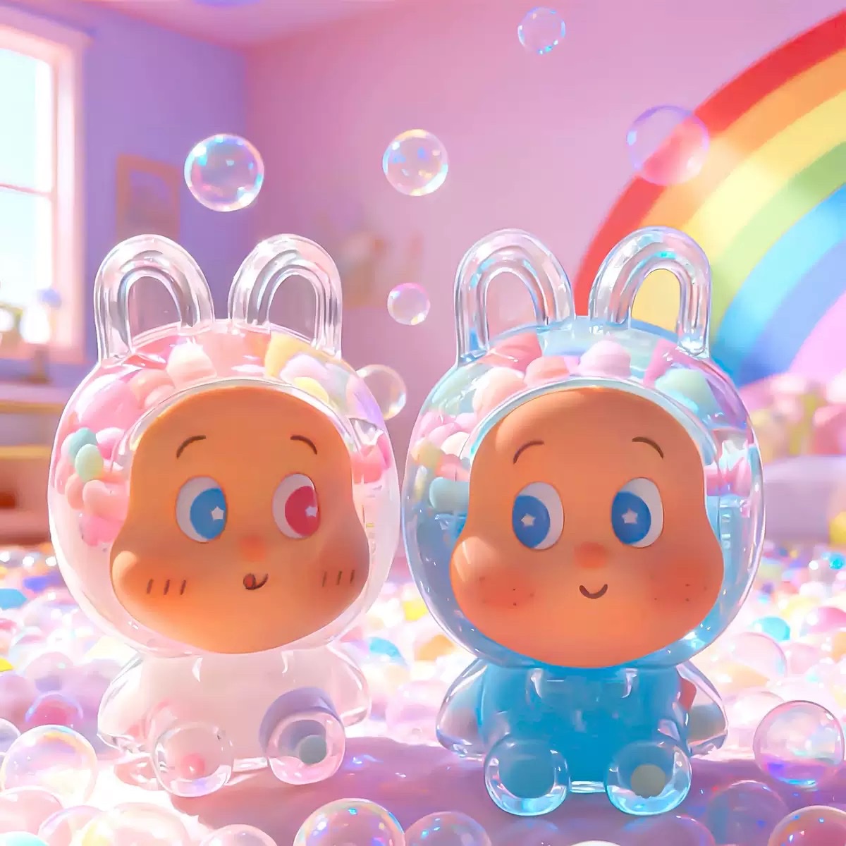 星星兔亚克力流沙摆件入油卡通公仔爆闪清新桌面摆件装饰品小礼品详情图4