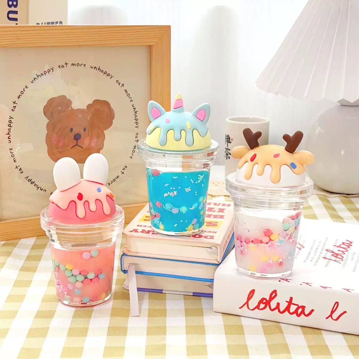 Super large milk tea cup, oil-filled flowing sand figurine, dried flower popping, colorful beans, beautiful cup figurine, blind box, Douyin best-selling toy Specification image
