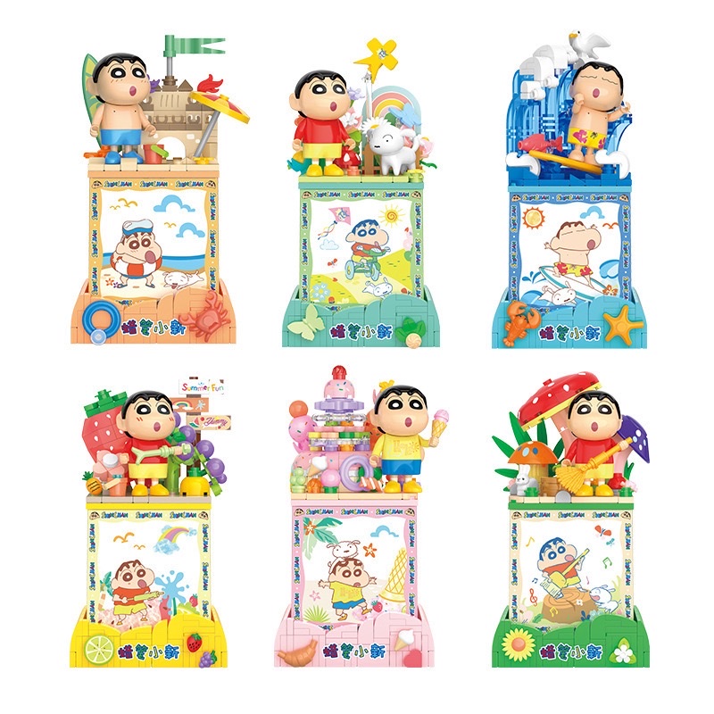 Wholesale and distribution of Crayon Shin-chan night lights, sandcastles, surfing blocks, compatible Lego figurines, children's gifts Item Picture