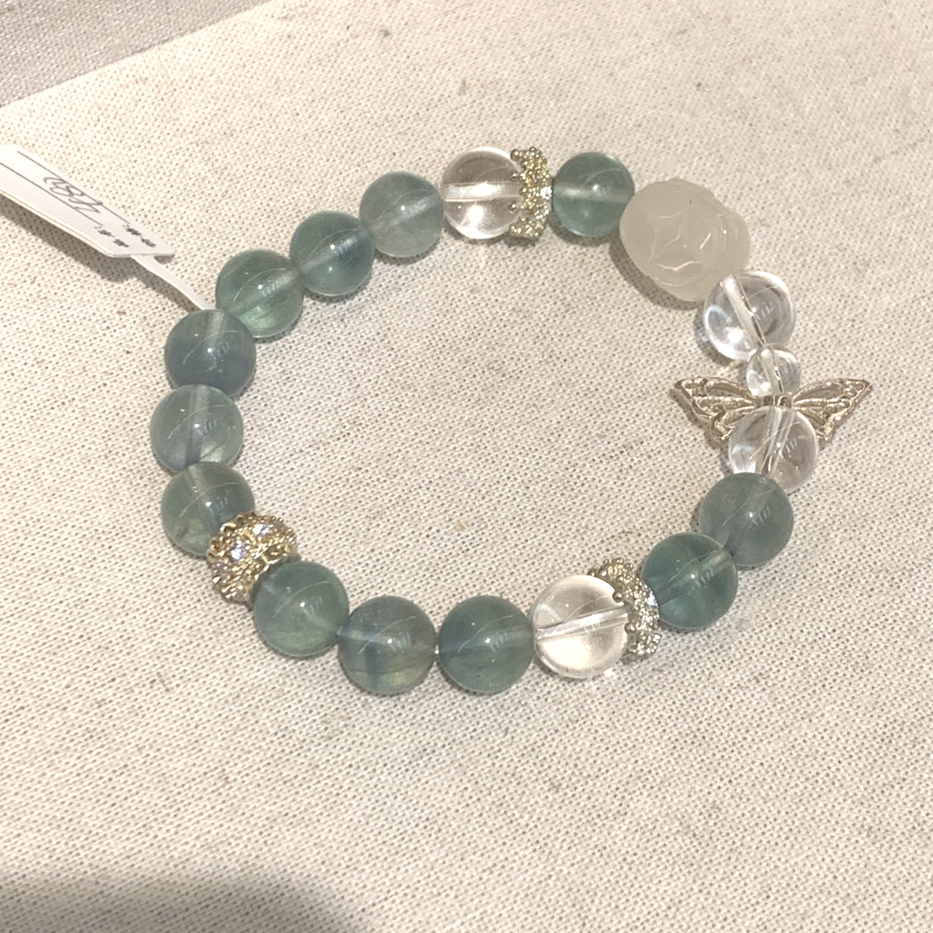 唐宫主精品原创设计湖蓝色水晶铜配件蝴蝶🦋饰品手串文玩手串详情图5