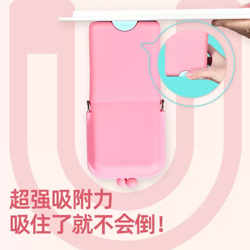 Large-capacity solid-color folding silicone pen case, office desk, stationery storage, multi-functional silicone stationery box, also customizable logo detail image 4