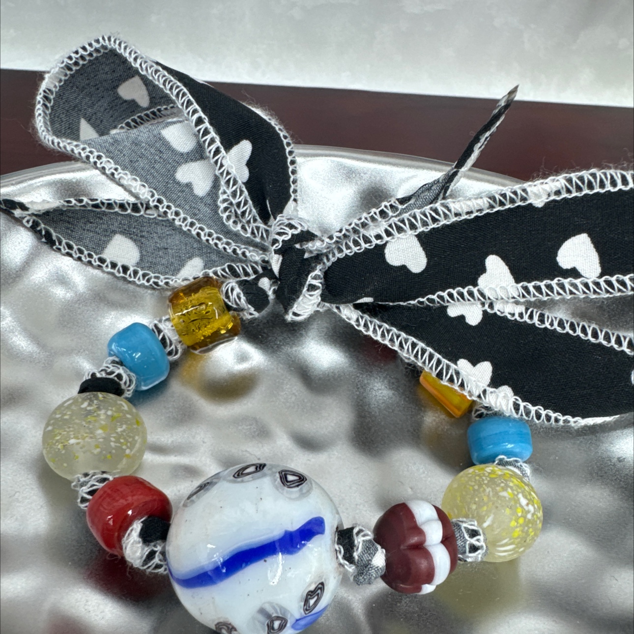 进口尼泊尔布条老琉璃可爱手链编织手串琉璃手饰时尚手链女款手链手串饰品礼物