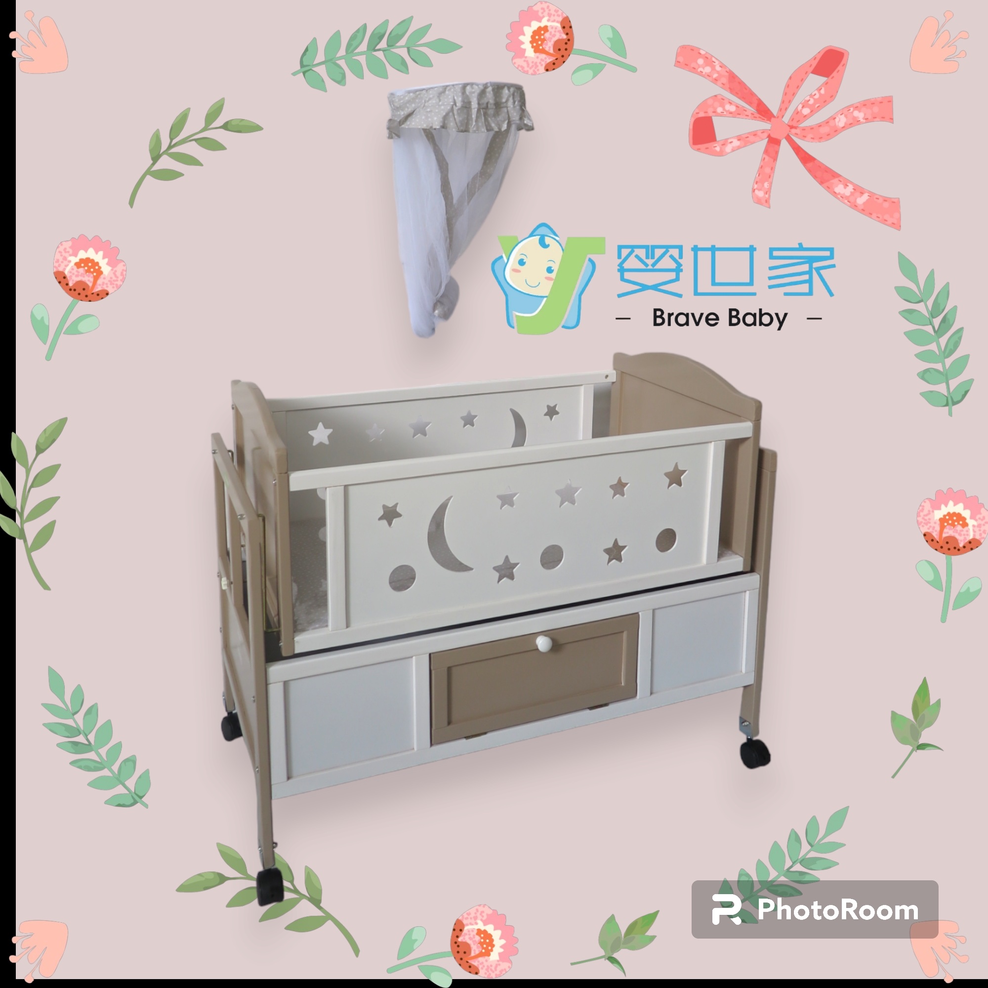 婴儿木床实木宝宝床婴儿床婴儿摇床儿童床带护栏环保无漆安全耐用多功能白底实物图