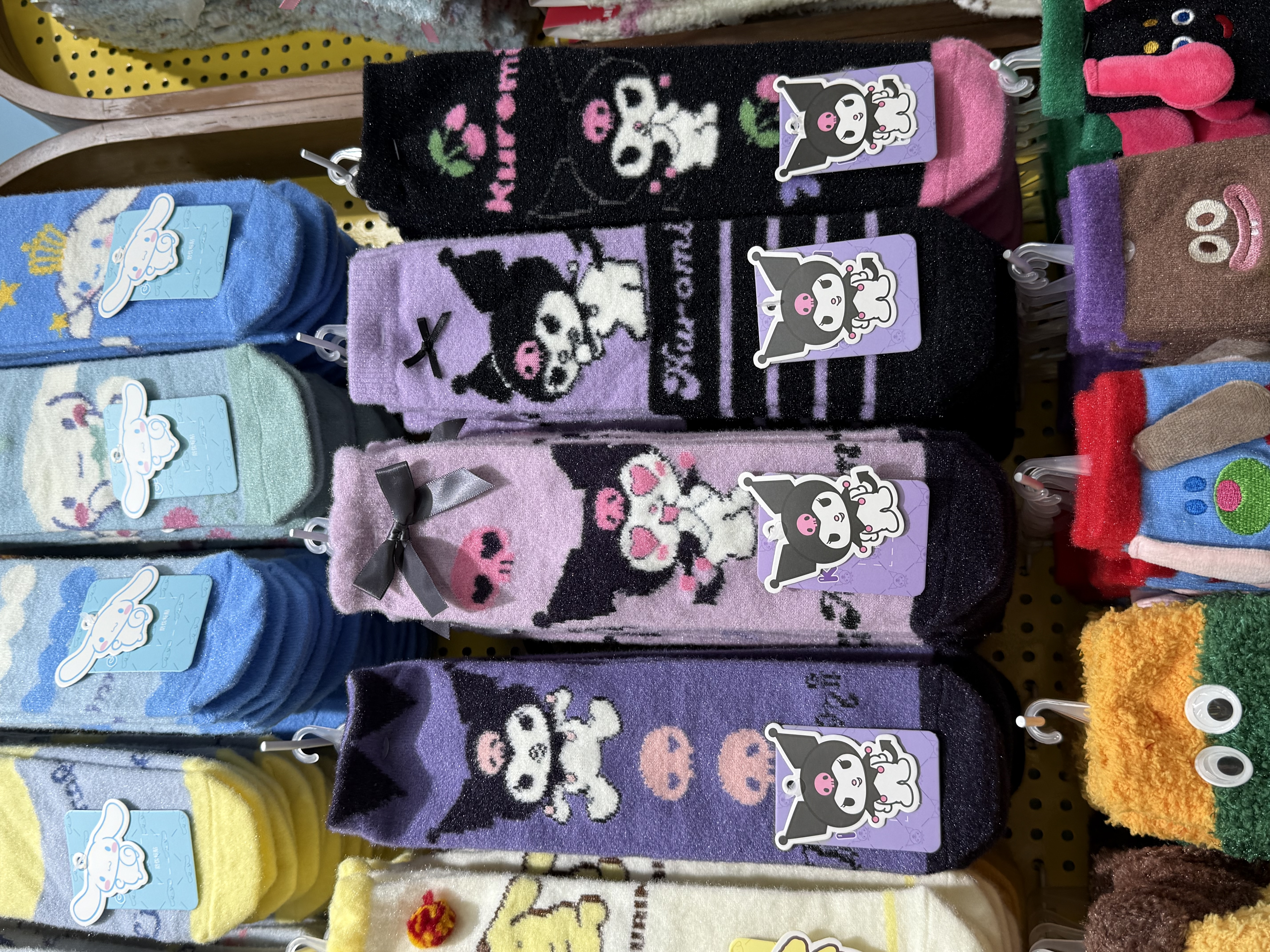 三丽鸥库洛米可爱卡通睡眠袜地板袜家居中筒袜毛绒绒厚保暖秋冬季