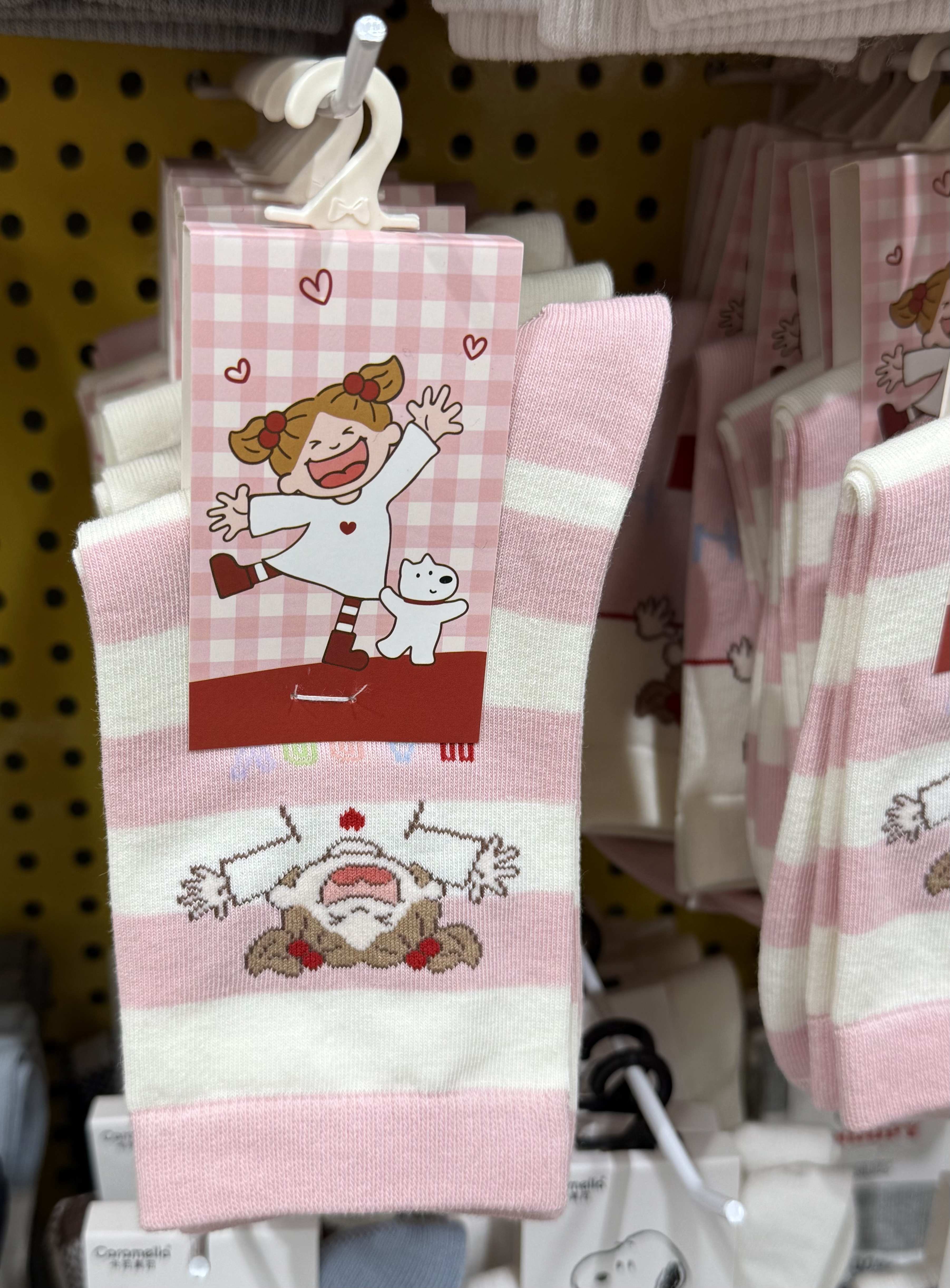 春秋新品卡通可爱kiki酱中筒袜粉色系条纹潮流女棉袜子产品图