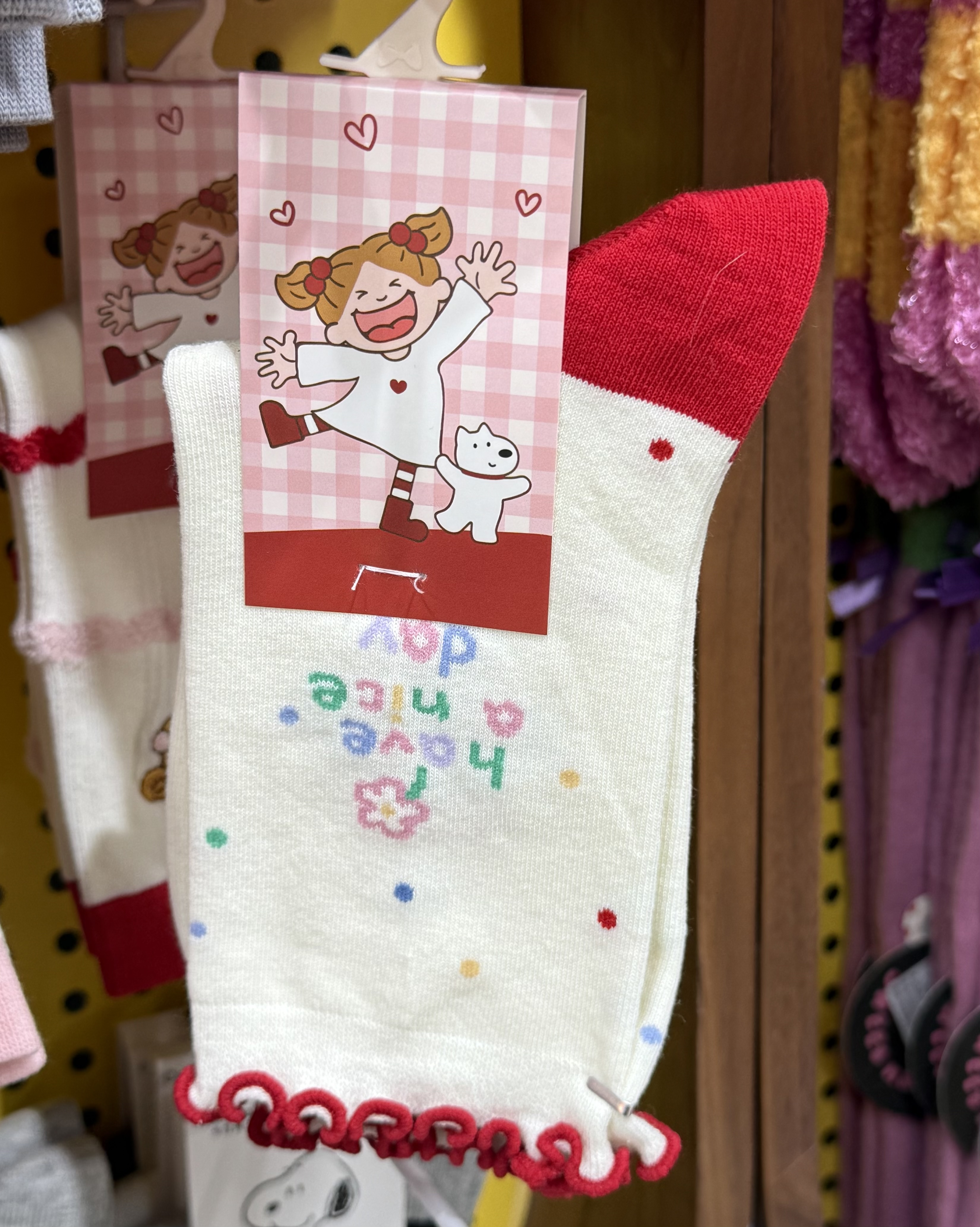 春秋新品卡通可爱kiki酱中筒袜粉色系条纹潮流女棉袜子细节图