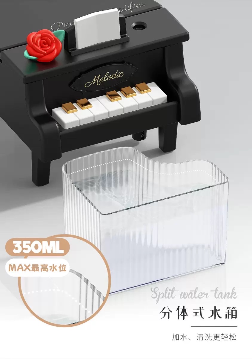 New air humidifier, seven-color ambient light, portable USB charging, car desktop, office and study, spray water replenishment, piano model detail image 10