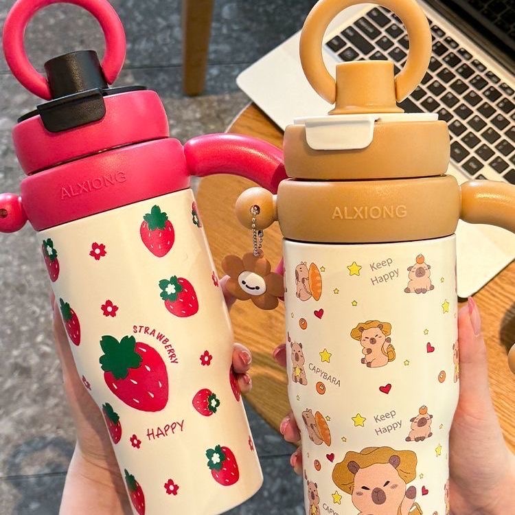 Other giant large-capacity insulated cups of the same style as Internet celebrities, with a high appearance level, 316 stainless steel insulated and chilled water cup with a tea compartment of 800ML details Picture