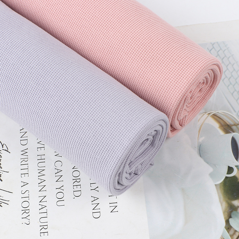 小米格肌理双面华夫格菠萝格弹力纯棉针织面料布料舒适透气休闲服料