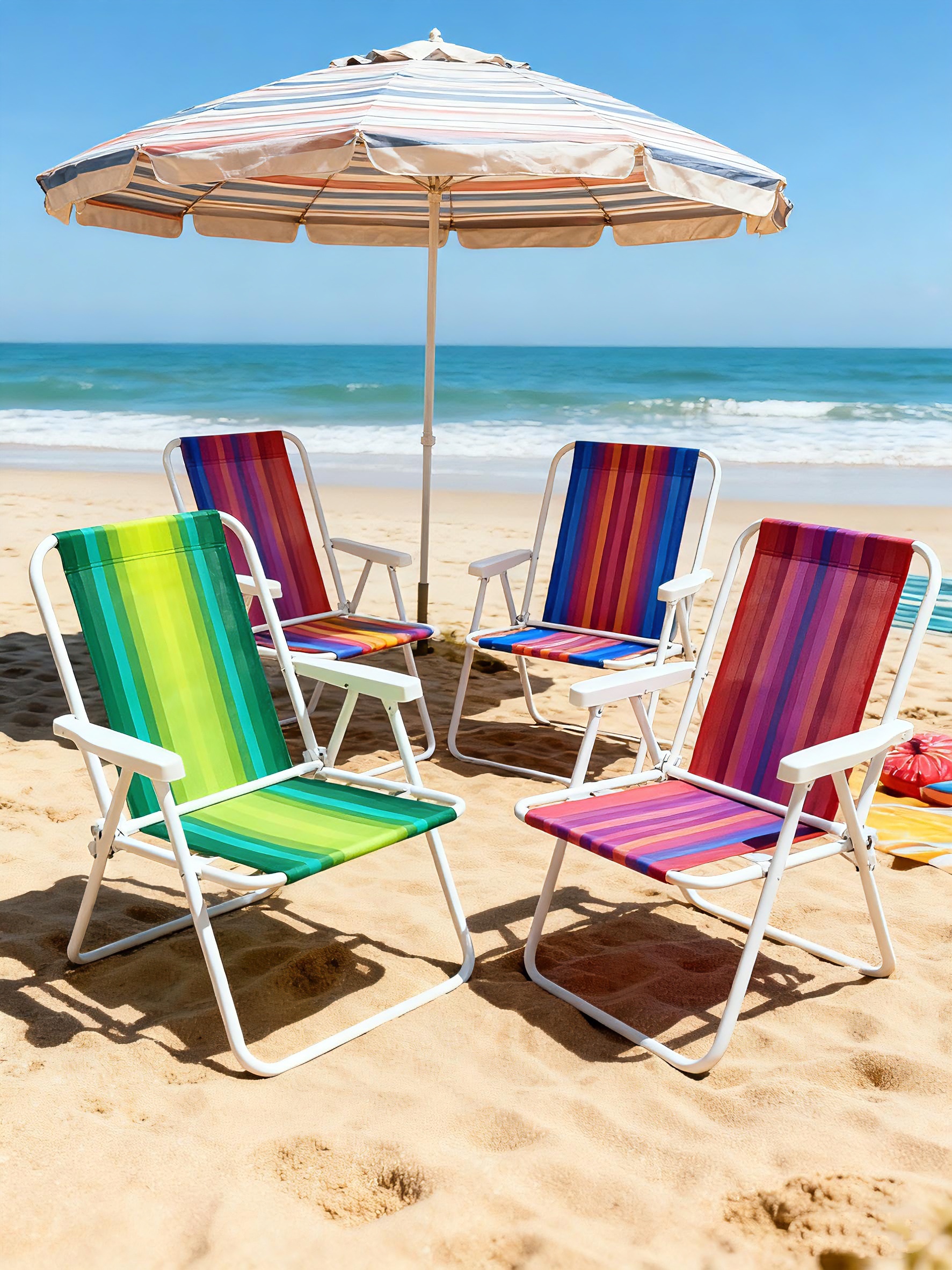 跨境直供折叠椅 户外休闲椅 沙滩椅 弹簧椅便携式钓鱼椅凳子靠背椅