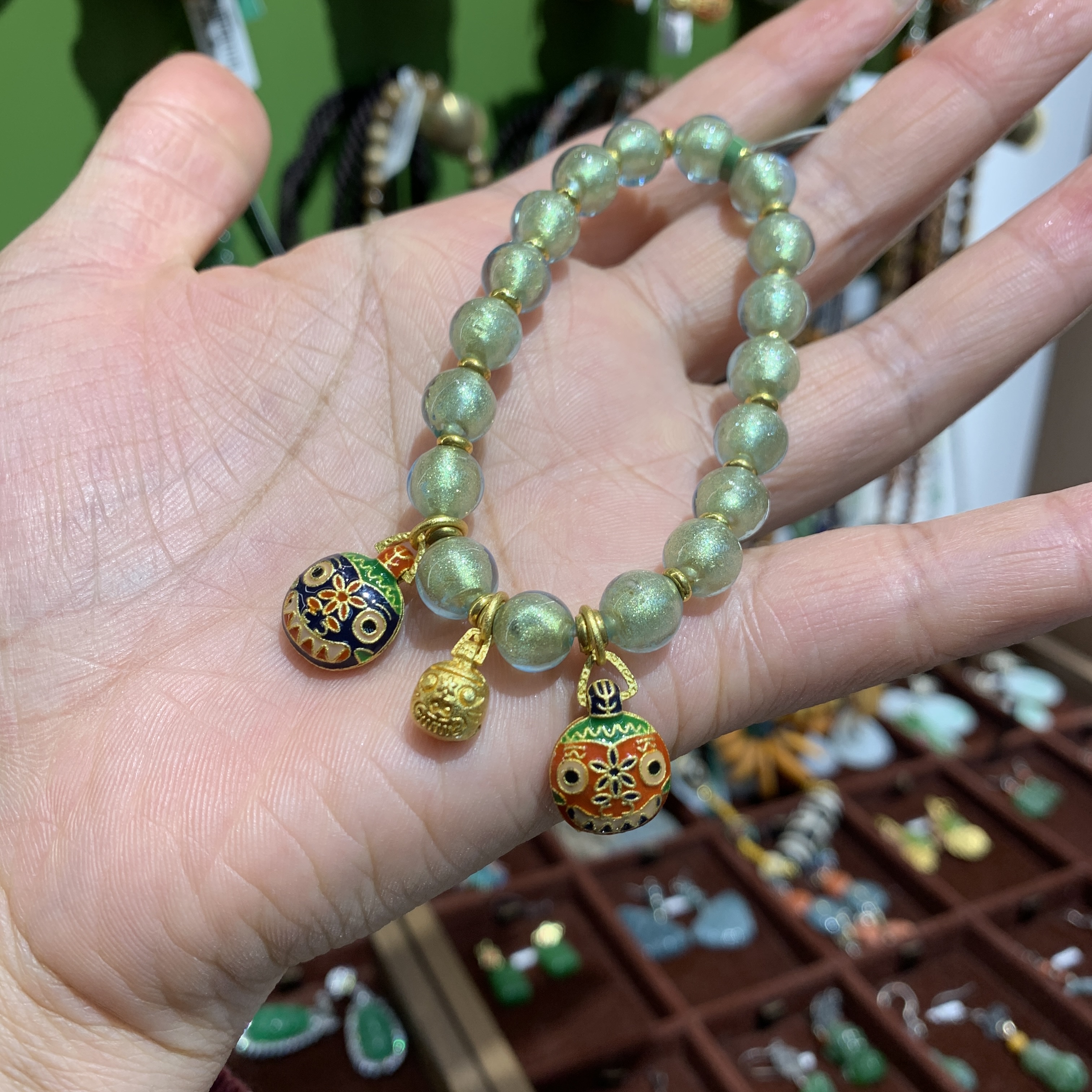 唐宫主精品原创设计香灰琉璃铜配件吞金兽招财饰品手串文玩手串详情图2