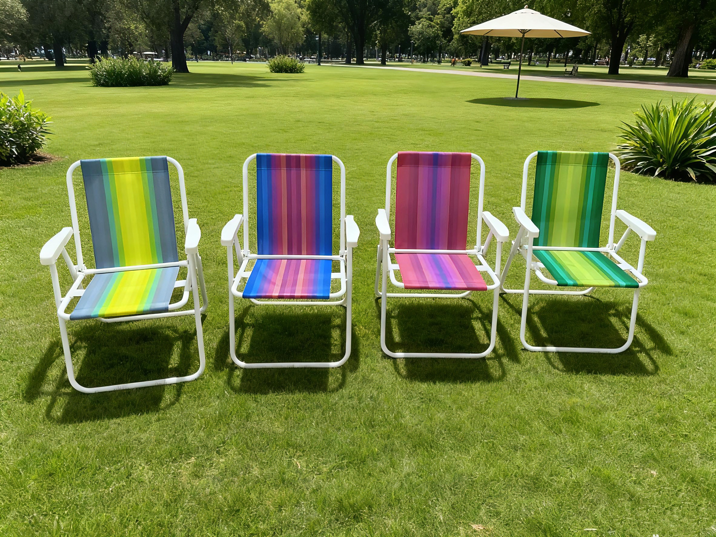 跨境直供折叠椅 户外休闲椅 沙滩椅 弹簧椅便携式钓鱼椅凳子靠背椅产品图