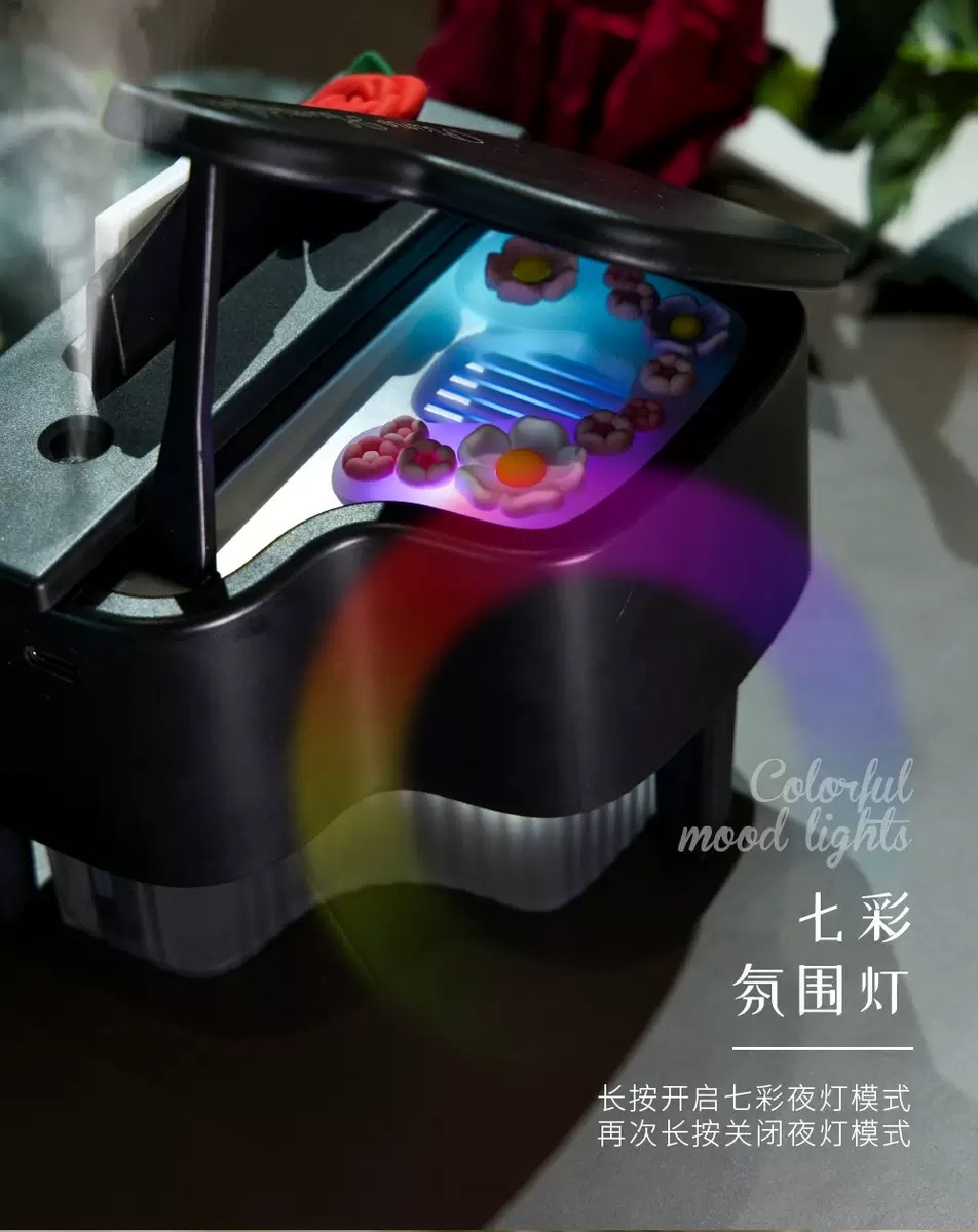 New air humidifier, seven-color ambient light, portable USB charging, car desktop, office and study, spray water replenishment, piano model detail image 8