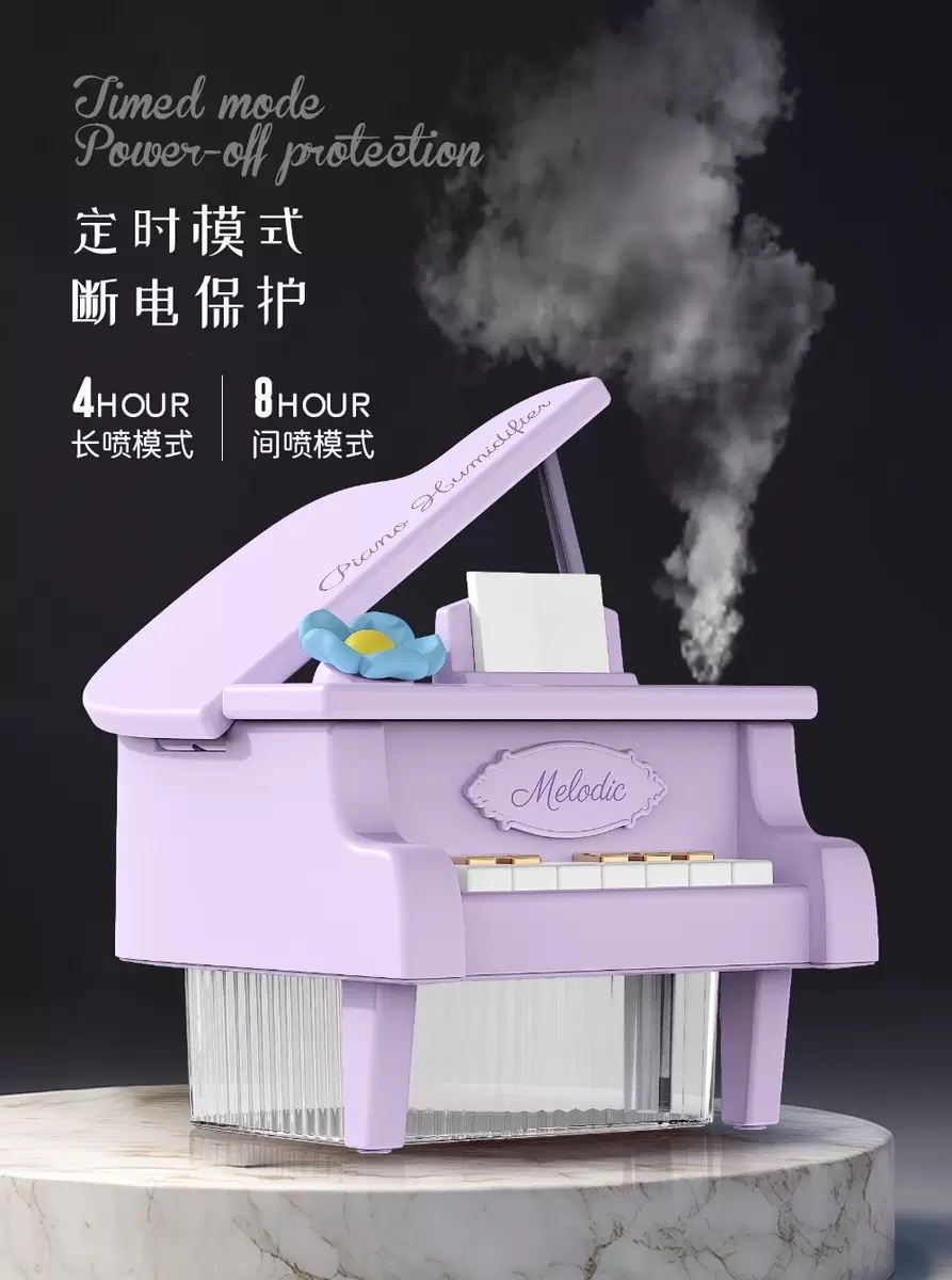 New air humidifier, seven-color ambient light, portable USB charging, car desktop, office and study, spray water replenishment, piano model detail image 12