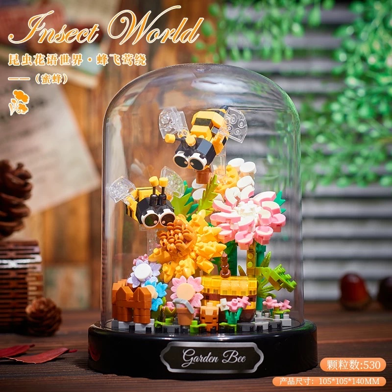 Insect, bee, butterfly, mantis, dragonfly building blocks, flower bouquets, assembly, educational children's toys, student birthday gifts, ornaments detail image 4