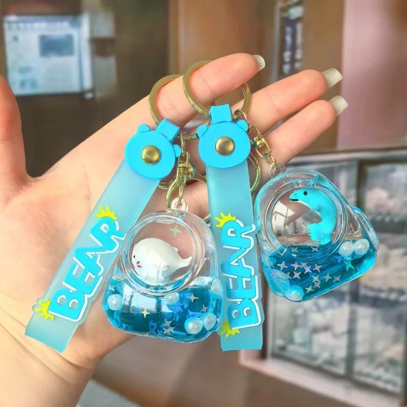 入油海洋动物流沙瓶卡通鲨鱼海龟挂件创意钥匙扣挂件书包挂饰礼物盲盒详情图4