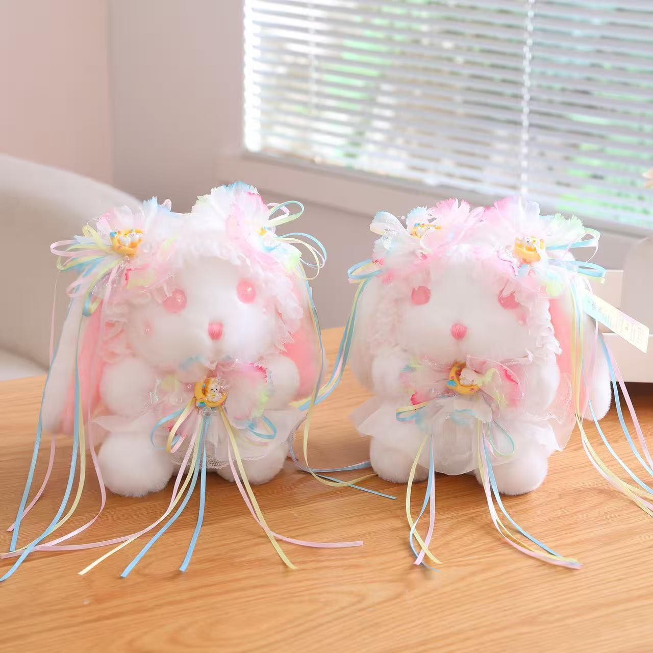 毛绒玩具创意潮流玩具新款洛丽塔毛绒公仔兔子玩偶森系卡通垂耳小兔子娃娃闺蜜生日礼物 白底实物图