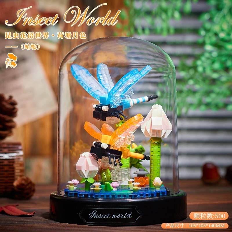 Insect, bee, butterfly, mantis, dragonfly building blocks, flower bouquets, assembly, educational children's toys, student birthday gifts, ornaments detail image 2