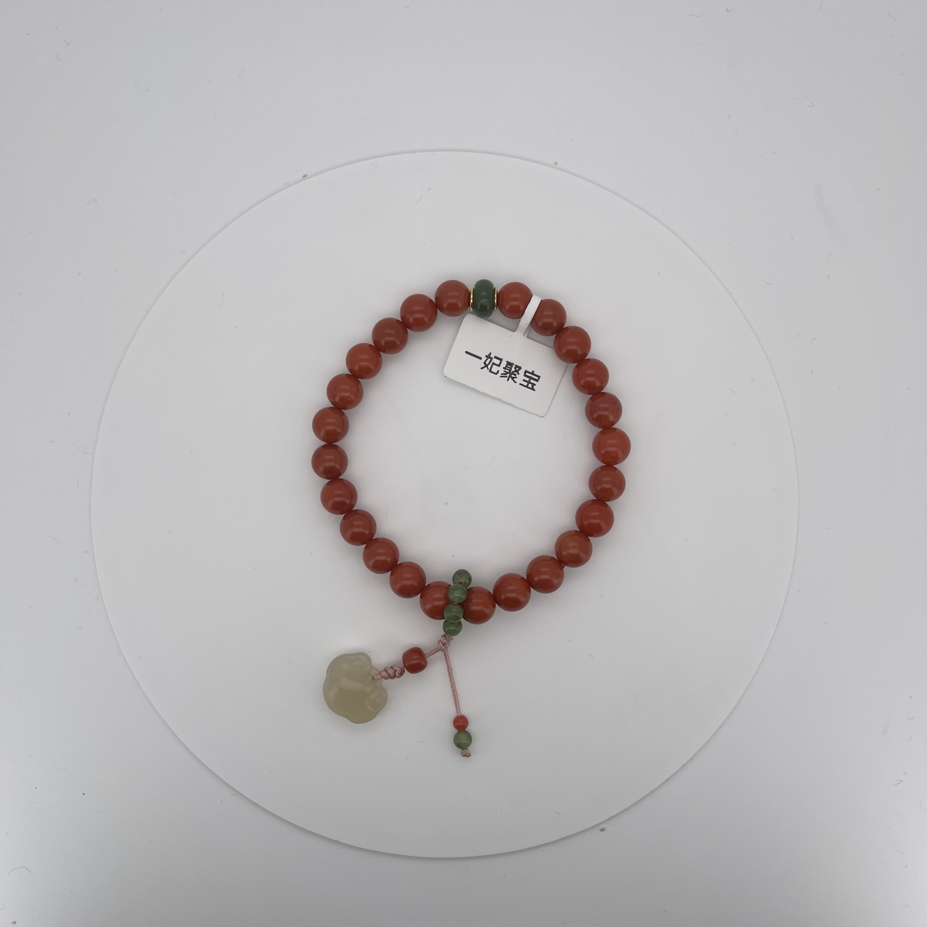 南红手串配饰纯银手工编织小提溜配玛瑙珠宝产品图