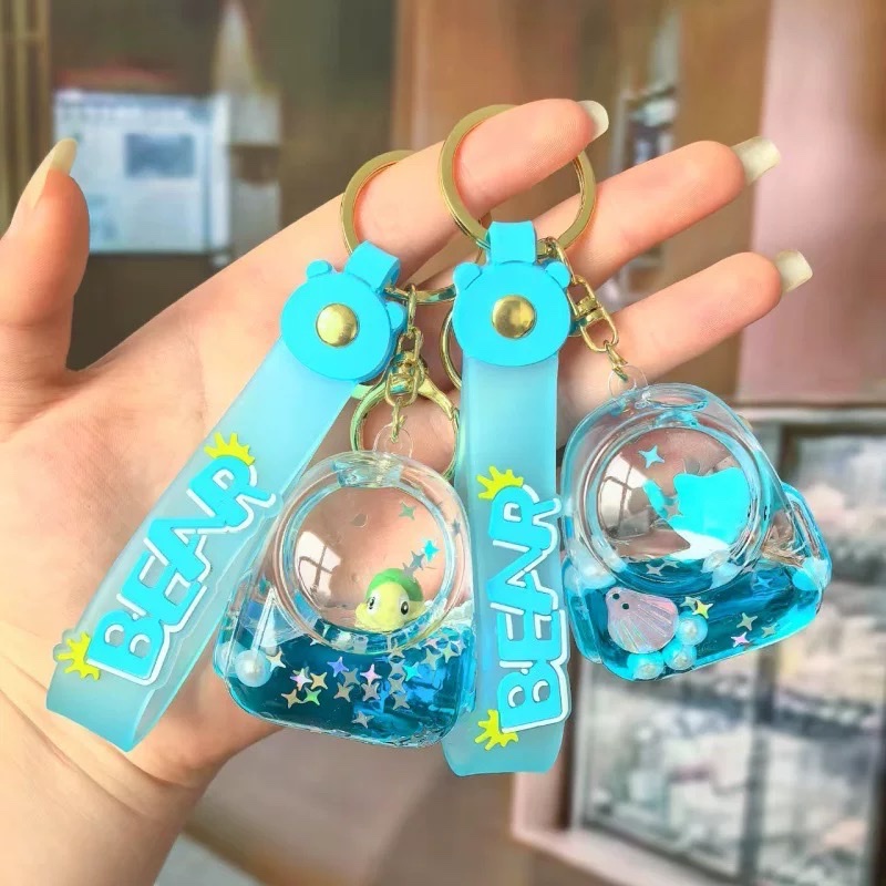 入油海洋动物流沙瓶卡通鲨鱼海龟挂件创意钥匙扣挂件书包挂饰礼物盲盒细节图