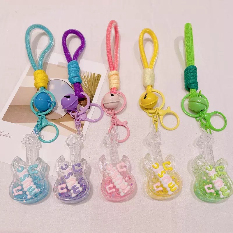 亚克力小吉他流沙瓶夜光钥匙扣入油挂件情侣钥匙链挂饰小礼品批发盲盒细节图