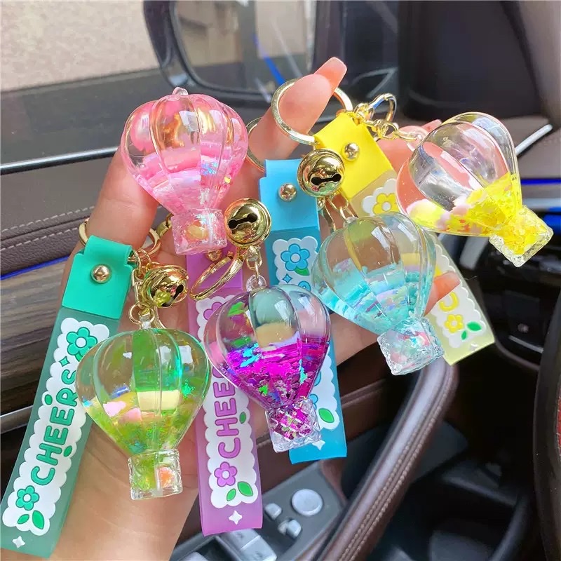 Creative oil, girlish heart, snowflake candy beans, flowing sand bottle, keychain, liquid drift, hot air balloon, key chain, small pendant, blind box detail image 4