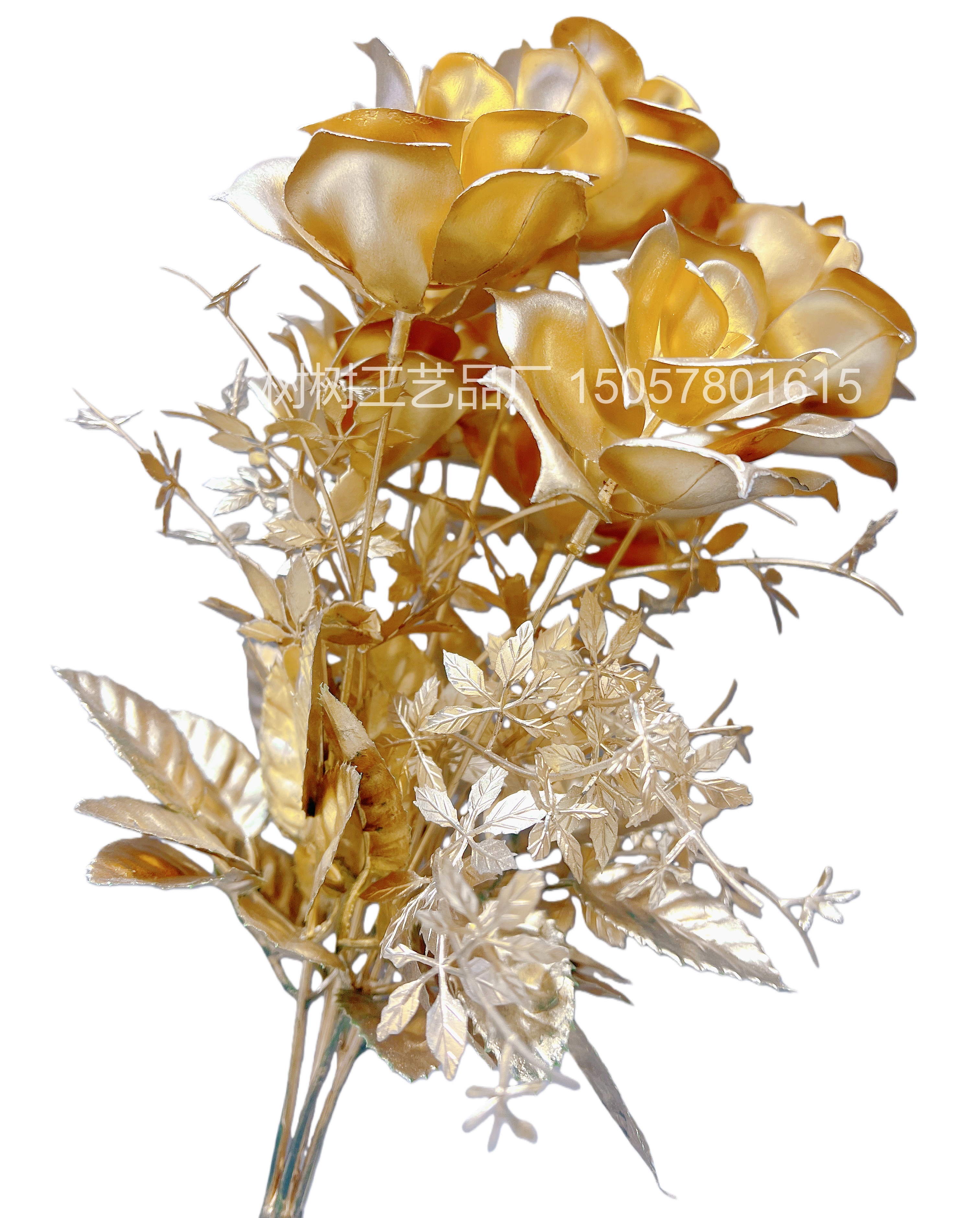 Golden leafed rose artificial flowers, Christmas flowers, home decoration gift accessories, Christmas flower accessories, artificial flowers, handcrafted flowers, artificial flowers Item Picture