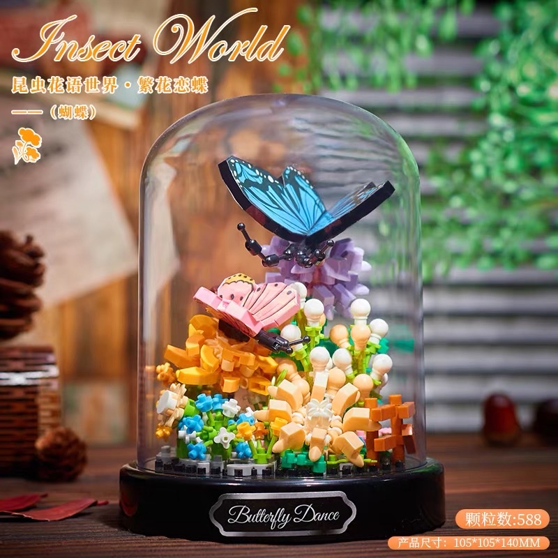 Insect, bee, butterfly, mantis, dragonfly building blocks, flower bouquets, assembly, educational children's toys, student birthday gifts, ornaments detail image 3