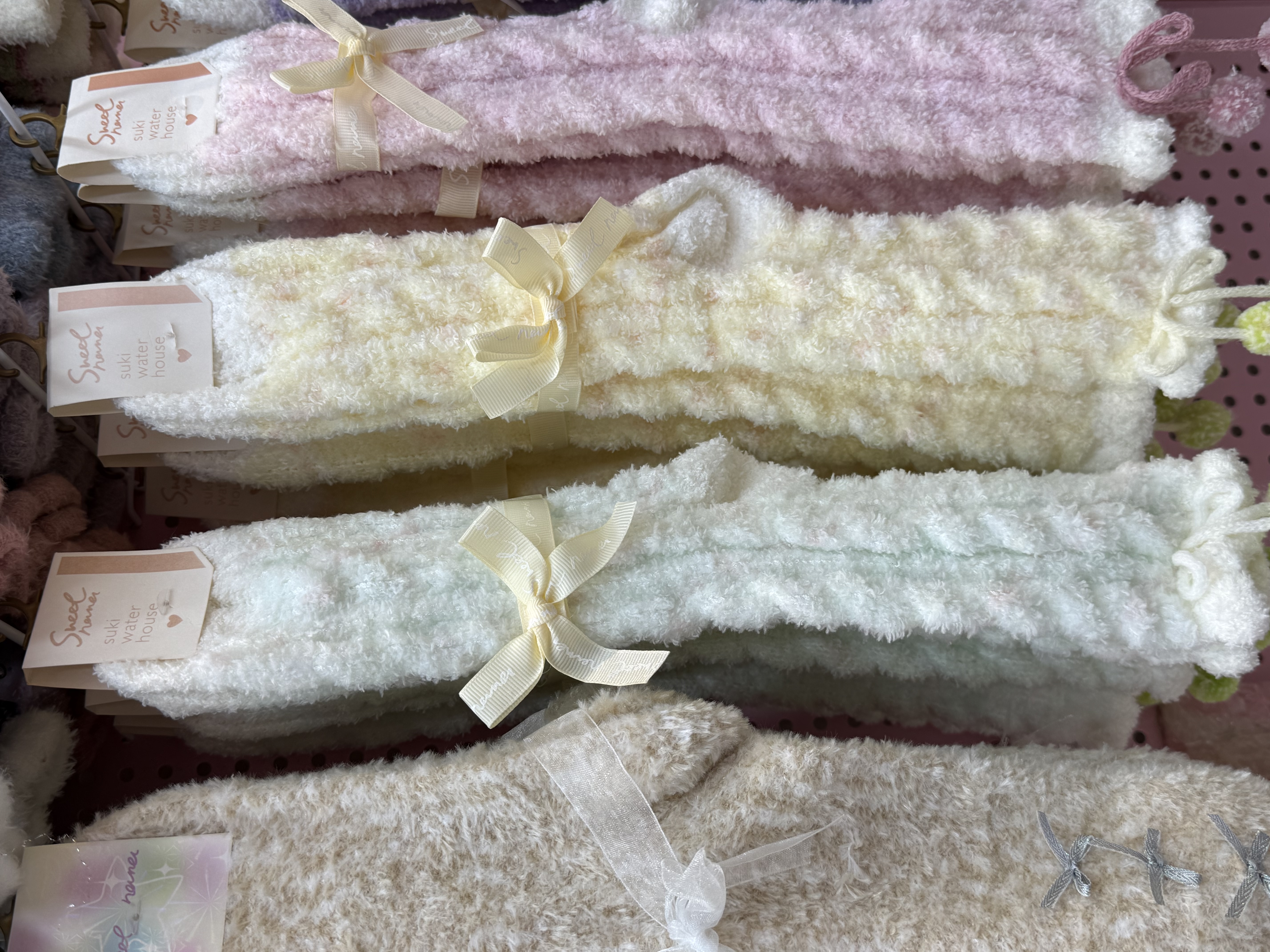 ins风棉花糖色系珊瑚绒地板袜日系甜美睡眠袜家居中筒保暖袜子女产品图