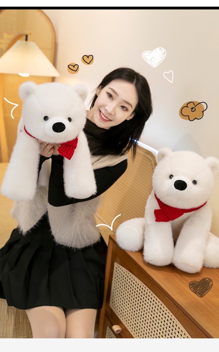 卡通呆萌围巾北极熊公仔毛绒玩具泰迪熊抱抱熊玩偶儿童安抚布娃娃 毛绒玩具创意潮流玩具详情图10