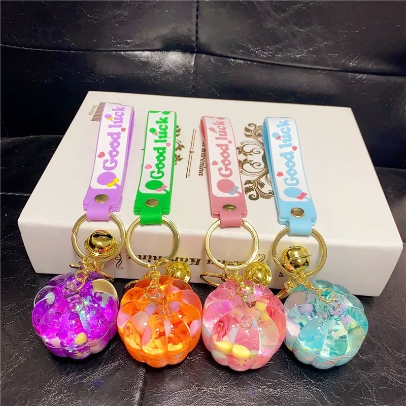 网红入油南瓜流沙瓶漂浮钥匙扣挂件批发亚克力礼品书包挂饰钥匙链盲盒详情图4