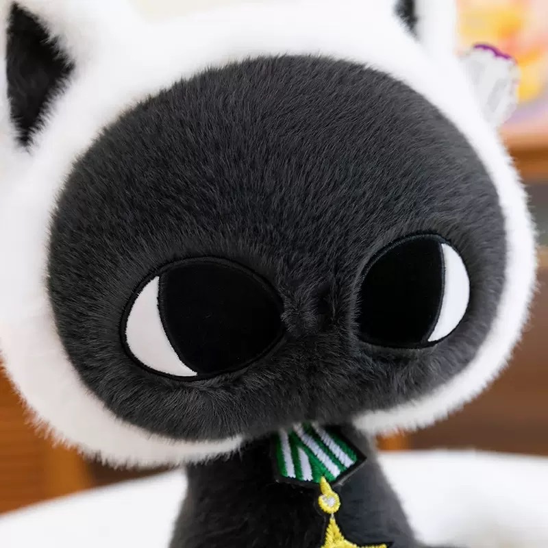 跨境新款星月猫咪玩偶毛绒玩具公仔可爱黑白猫安抚布娃娃家居摆件毛绒玩具玩偶创意潮流玩具产品图