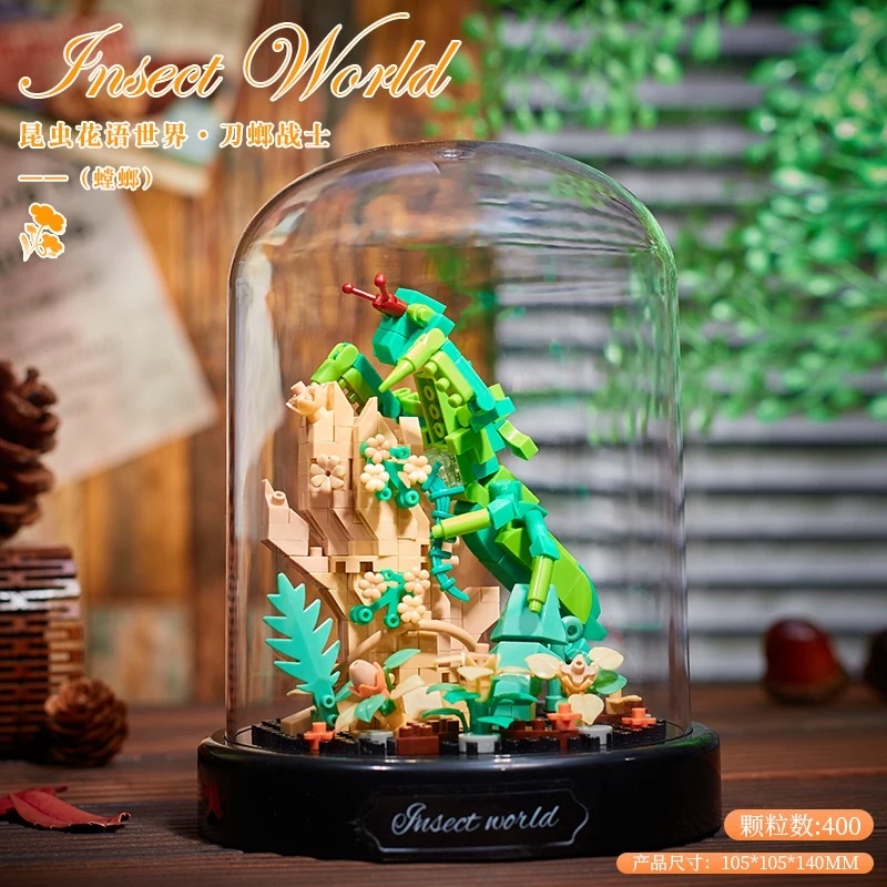 Insect, bee, butterfly, mantis, dragonfly building blocks, flower bouquets, assembly, educational children's toys, student birthday gifts, ornaments Specification image