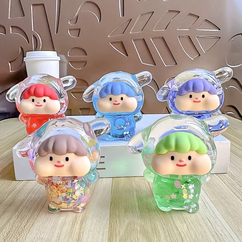 Creative cotton candy puppy with luminous flash, super cute cartoon shape, flowing sand in oil style decorative item, blind bag wholesale blind box