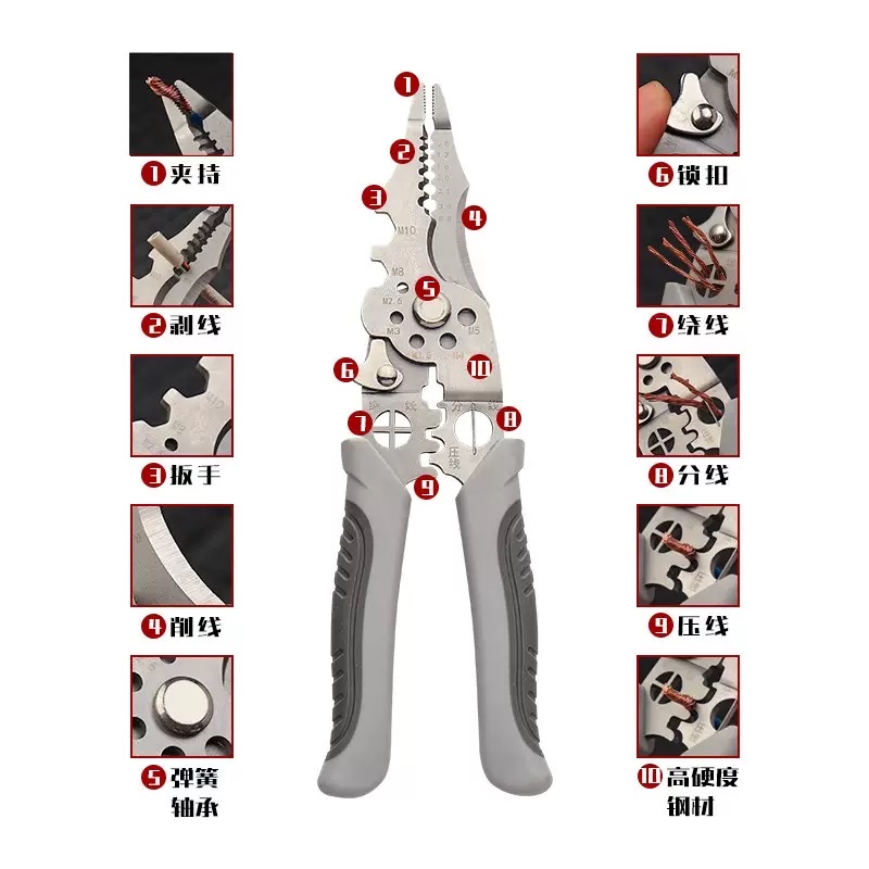 剥线钳子专用进口五金批发剪刀剥线钳工业电工万能新款手持多功能 详情图2