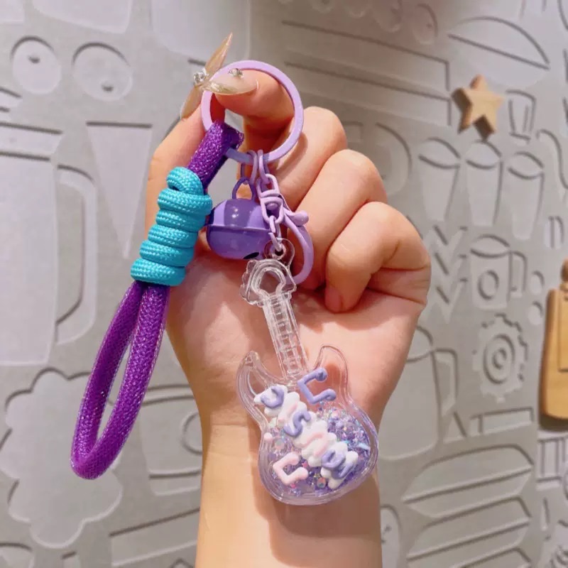 亚克力小吉他流沙瓶夜光钥匙扣入油挂件情侣钥匙链挂饰小礼品批发盲盒详情图5