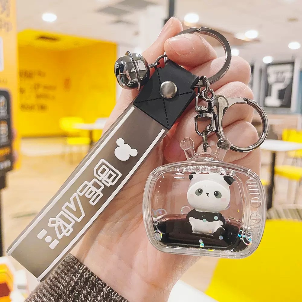 Oil-impregnated acrylic floating figurines, panda keychains, exquisite sand keychains, pendants, claw machine gifts, wholesale blind boxes detail image 5