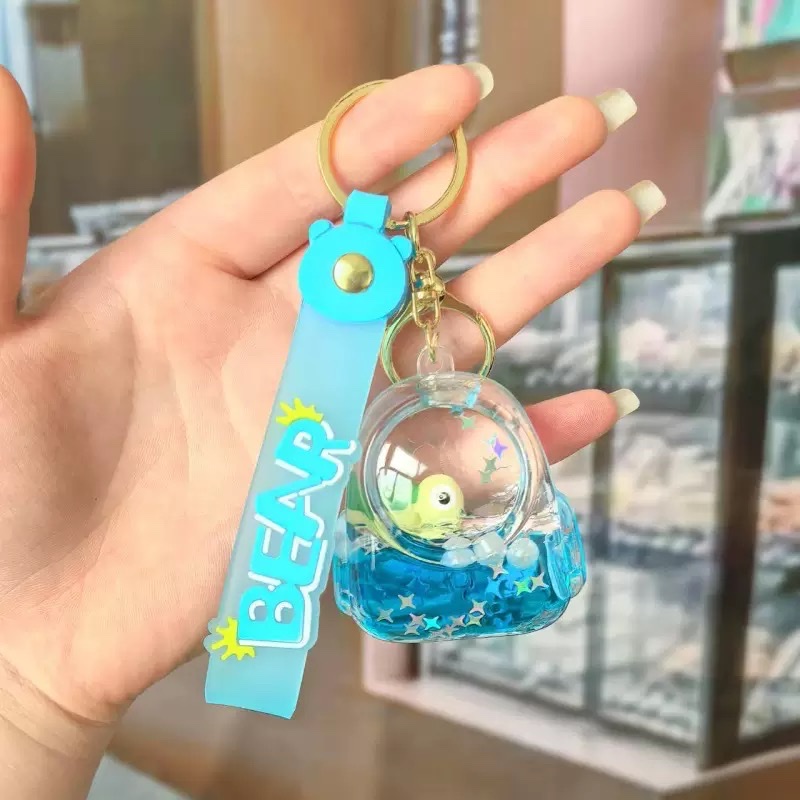 入油海洋动物流沙瓶卡通鲨鱼海龟挂件创意钥匙扣挂件书包挂饰礼物盲盒白底实物图