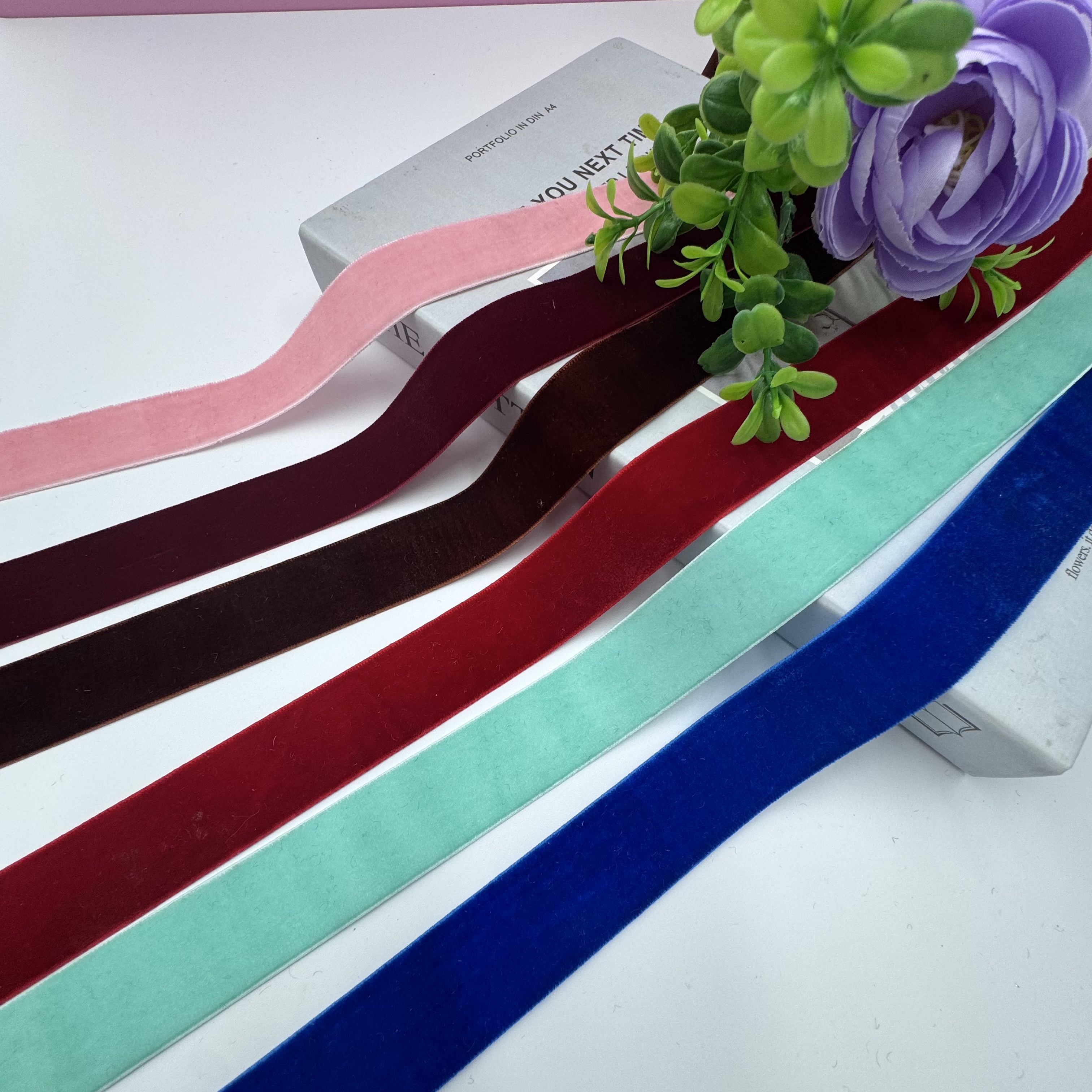 2.5 cm velvet tape, gift packaging webbing, clothing accessories, flocking tape, DIY handmade flocking tape, wholesale bow accessories detail image 7