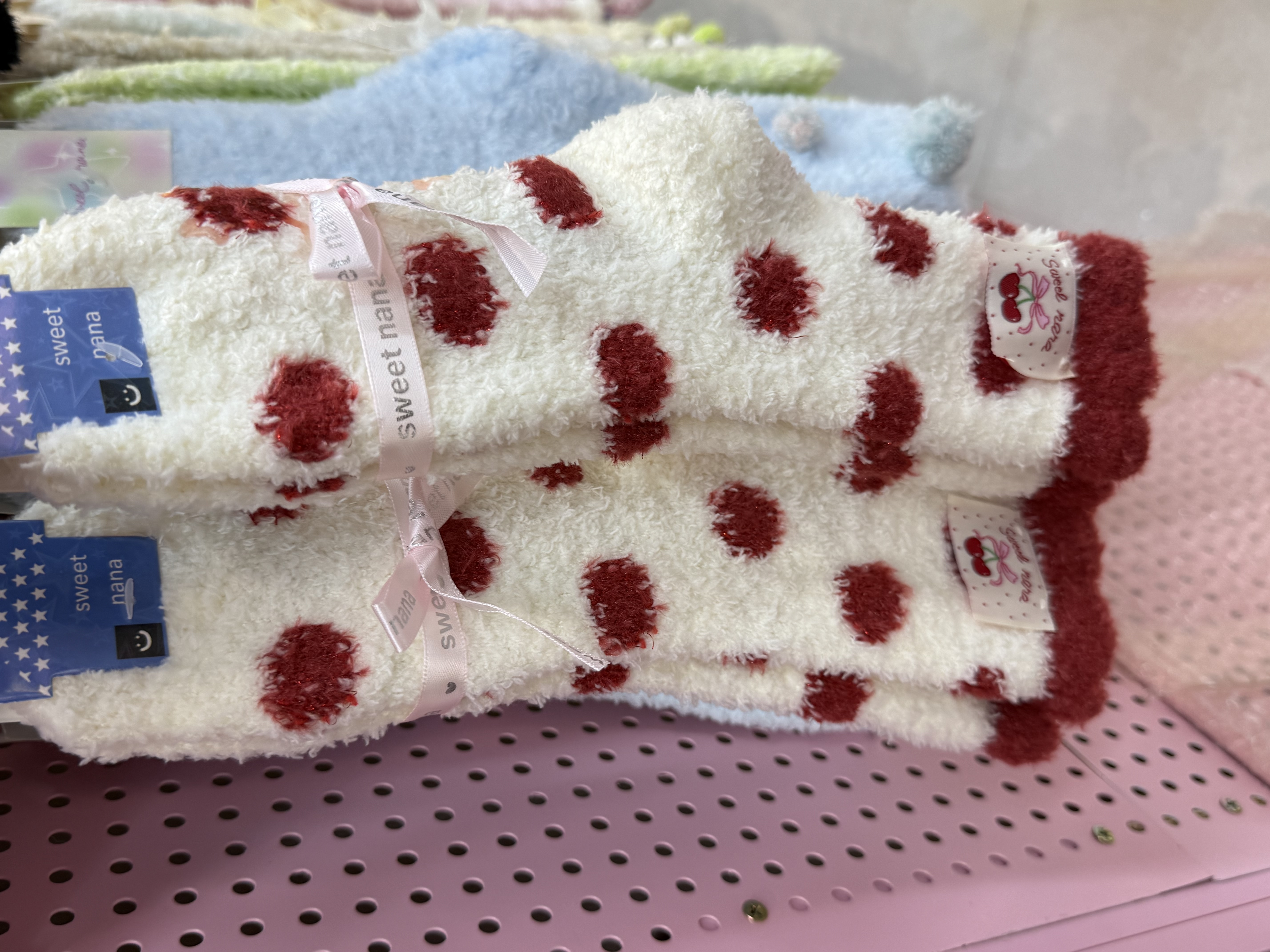 花边甜美波点珊瑚绒睡眠袜加厚保暖秋冬居家袜加绒袜袜子女中筒袜