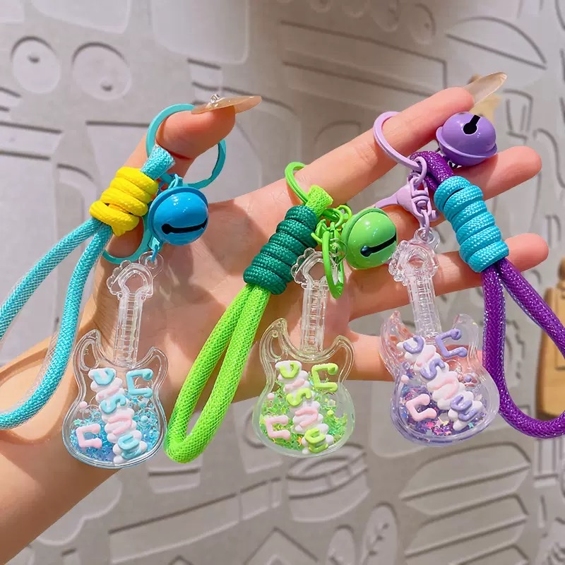 亚克力小吉他流沙瓶夜光钥匙扣入油挂件情侣钥匙链挂饰小礼品批发盲盒详情图2