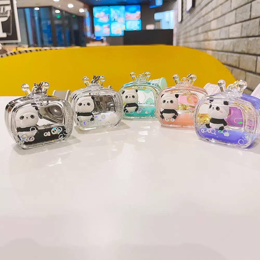 Oil-impregnated acrylic floating figurines, panda keychains, exquisite sand keychains, pendants, claw machine gifts, wholesale blind boxes details Picture