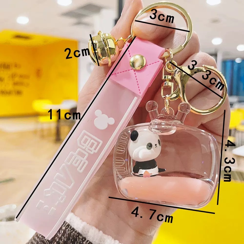 Oil-impregnated acrylic floating figurines, panda keychains, exquisite sand keychains, pendants, claw machine gifts, wholesale blind boxes detail image 3