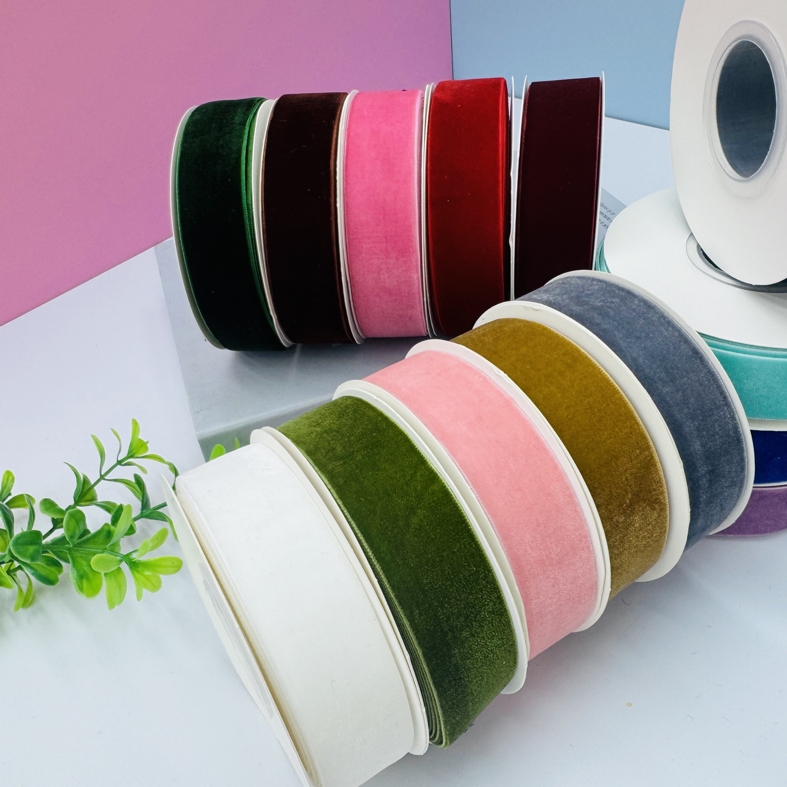 2.5 cm velvet tape, gift packaging webbing, clothing accessories, flocking tape, DIY handmade flocking tape, wholesale bow accessories detail image 3