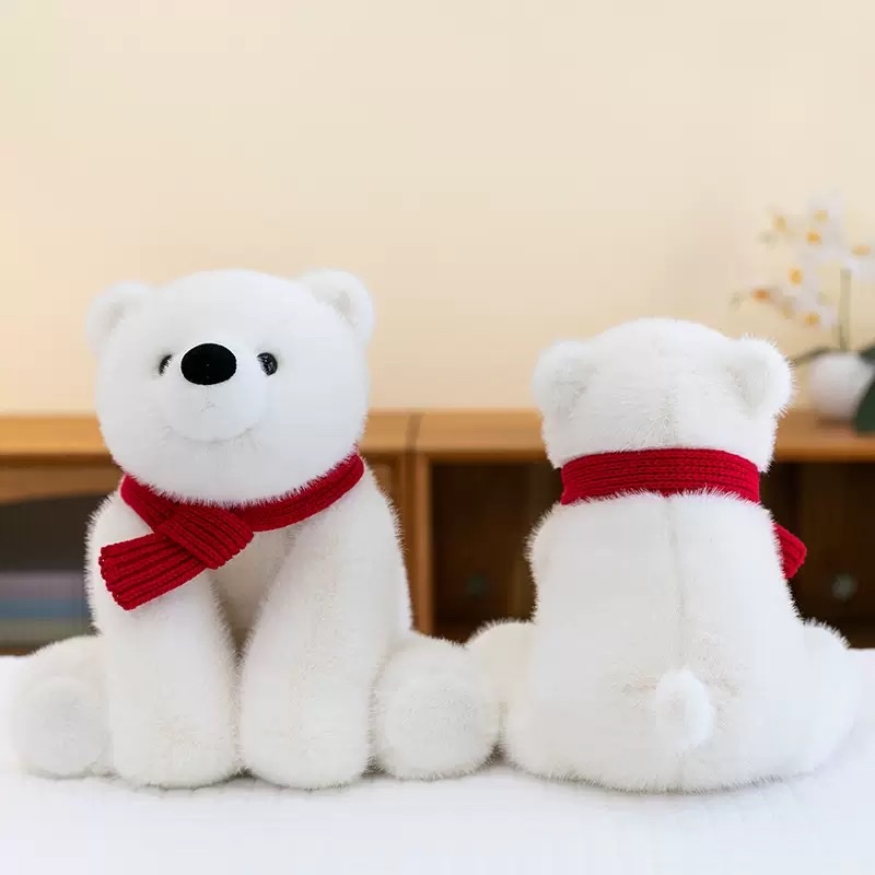 卡通呆萌围巾北极熊公仔毛绒玩具泰迪熊抱抱熊玩偶儿童安抚布娃娃 毛绒玩具创意潮流玩具产品图