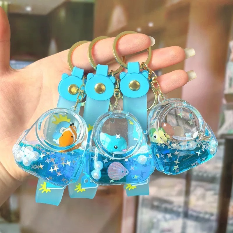 入油海洋动物流沙瓶卡通鲨鱼海龟挂件创意钥匙扣挂件书包挂饰礼物盲盒详情图2