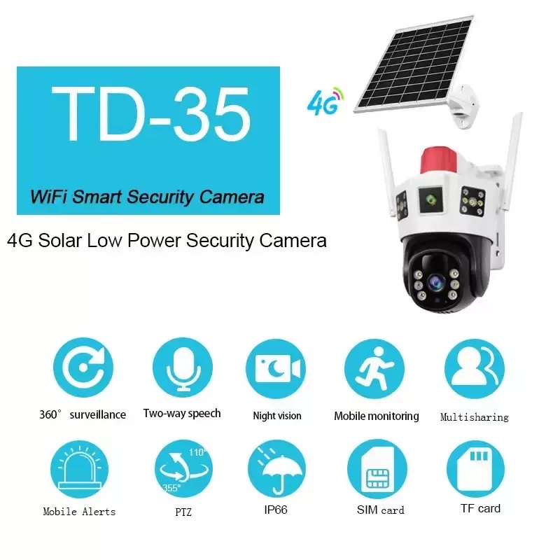 V380 three-screen wireless camera OKAM 4G high-definition full-color night vision mobile phone remote solar monitor details Picture