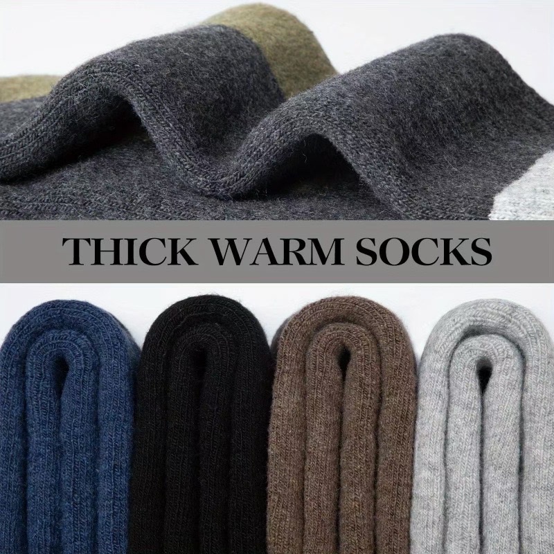 Autumn and winter thickened cross-border large-sized best-selling socks: men's wool socks with fleece, warm cashmere socks, high-top long socks in multiple colors Specification image