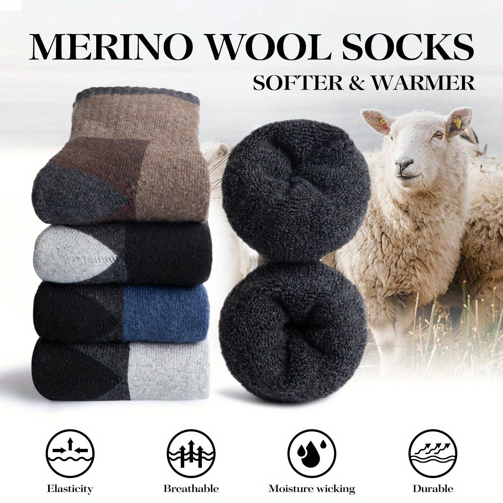 Autumn and winter thickened cross-border large-sized best-selling socks: men's wool socks with fleece, warm cashmere socks, high-top long socks in multiple colors detail image 2